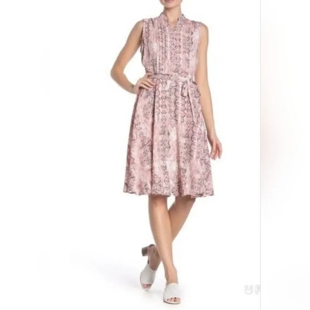 NEW Nanette Lepore DesignerSnakeskin Reptile Print Dress Sleeveless Pink Size 10